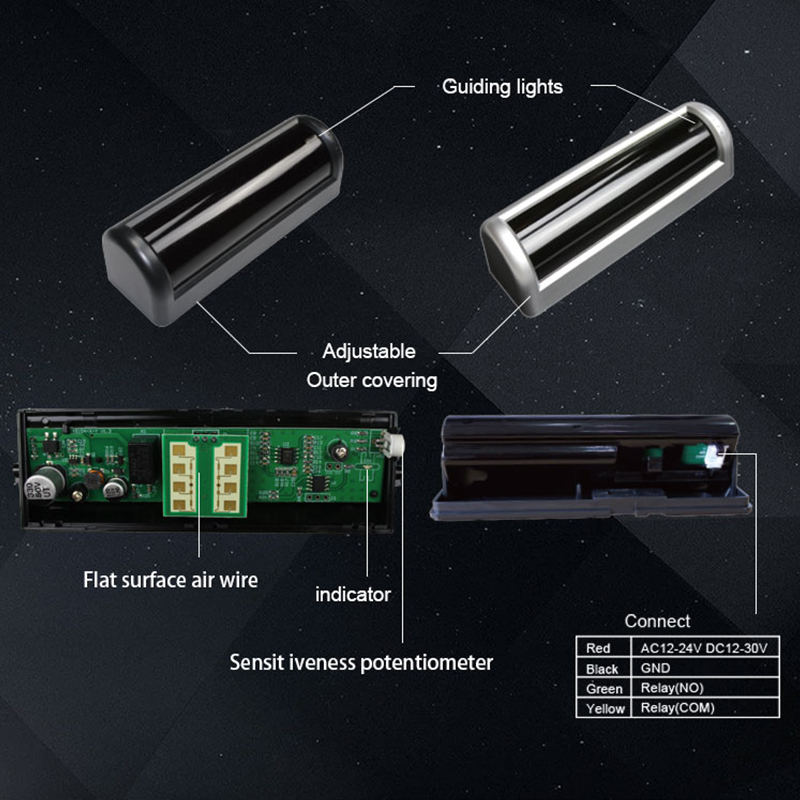 Capteur de mouvement à micro-ondes réglable de l'extérieur pour porte automatique