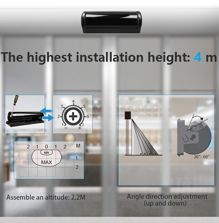 Capteur de mouvement à micro-ondes réglable pour système de porte automatique